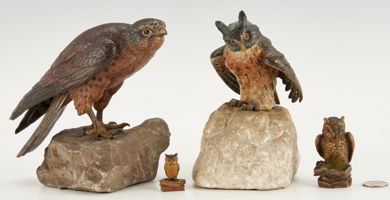 Lot 61: 4 Bronze Sculptures of Birds, incl. Franz Xavier Bergmann
