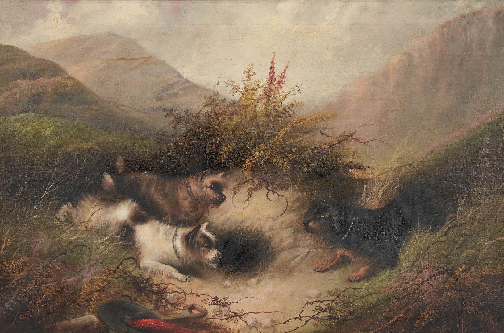 Lot 63: George Armfield O/C Painting, English Dog Hunting Scene