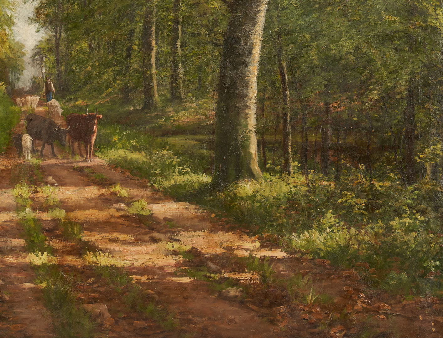Lot 69: Large Carl Carlsen O/C Landscape Painting, Shepherd in a Forest
