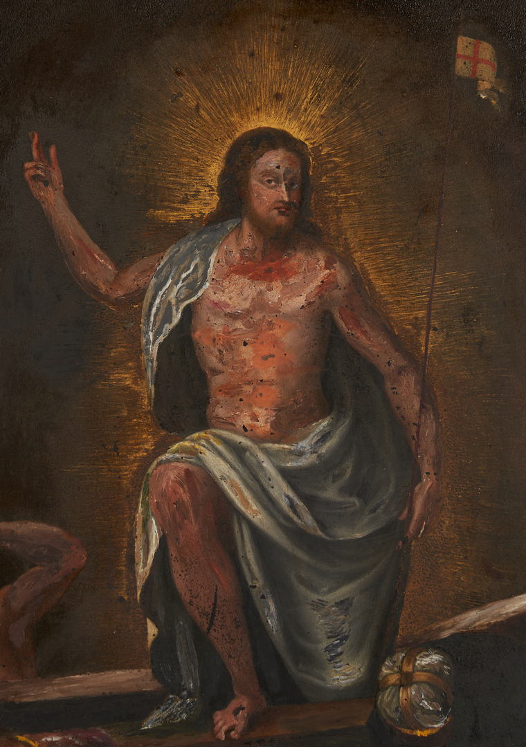 Lot 73: Manner of Brusasorci, Oil on Slate, The Risen Christ