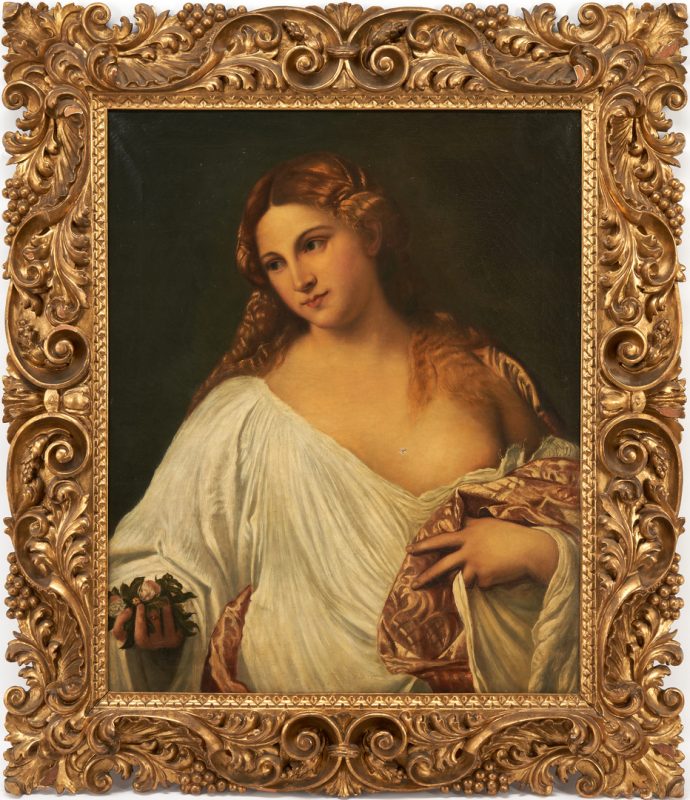 Lot 74: Bertoncelli O/C Portrait of a Lady, "Flora," After Titian