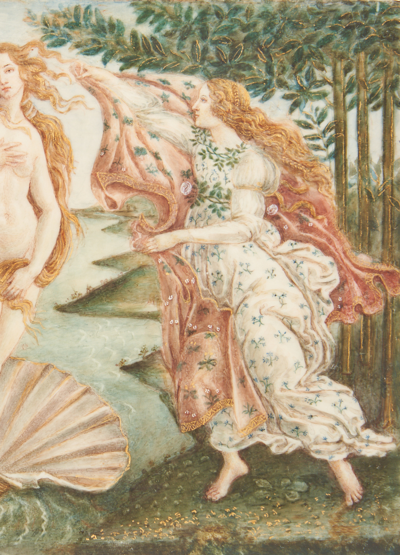 Lot 77: Miniature Grand Tour Oil Painting, The Birth of Venus
