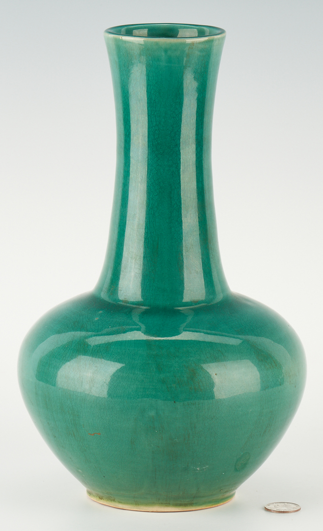 Lot 7: Chinese Monochrome Green Porcelain Bottle Vase