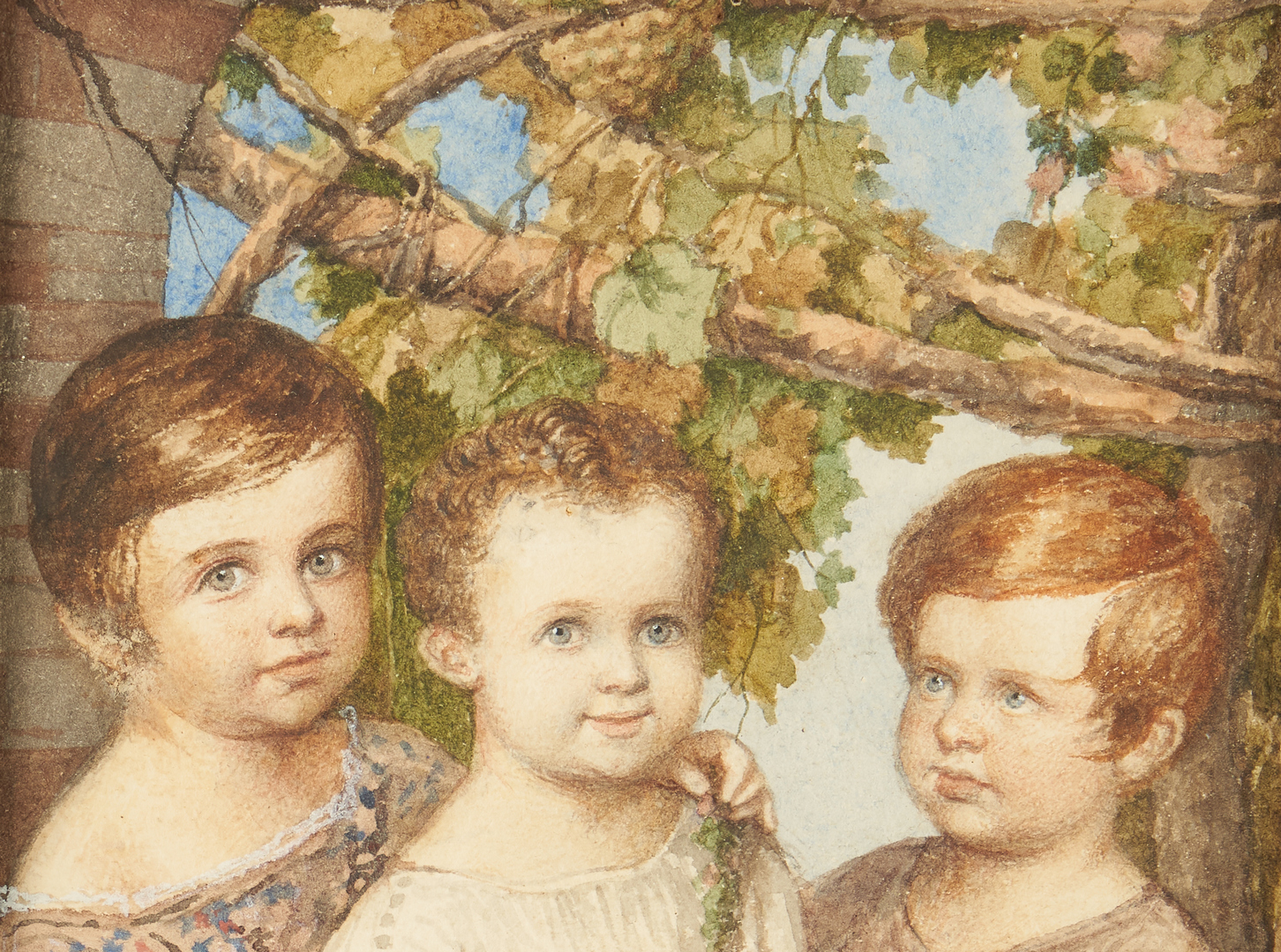 Lot 80: Hans J.F. Berg, Watercolor Portrait of 3 Children
