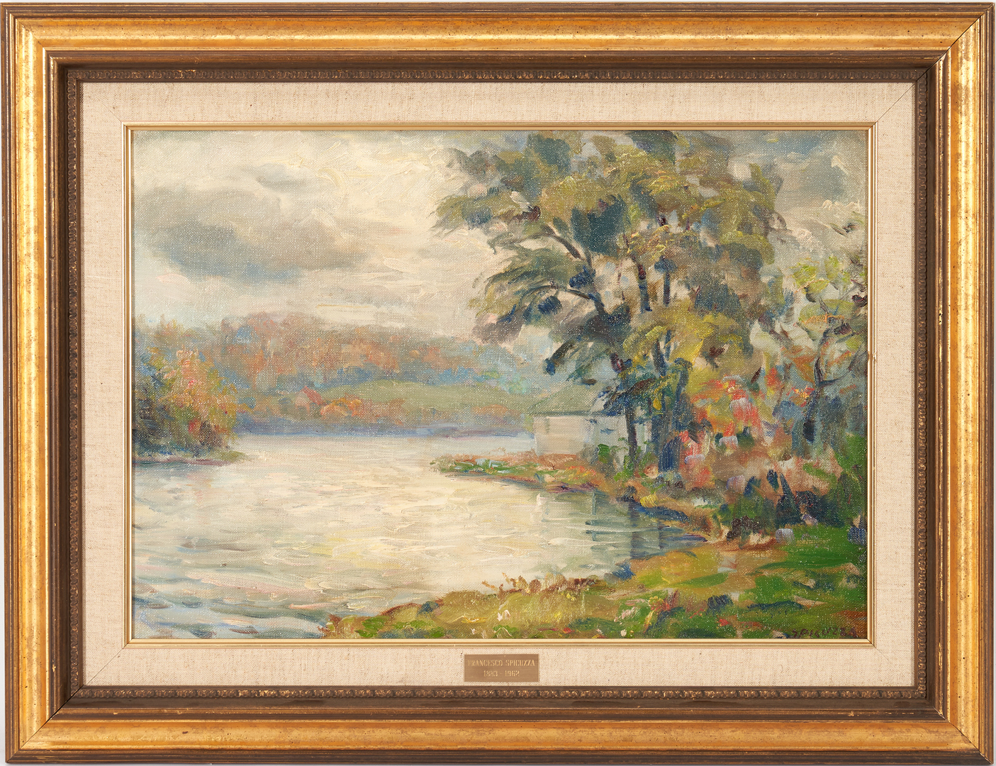 Lot 83: Francesco Spicuzza Oil Painting, Early Autumn Landscape