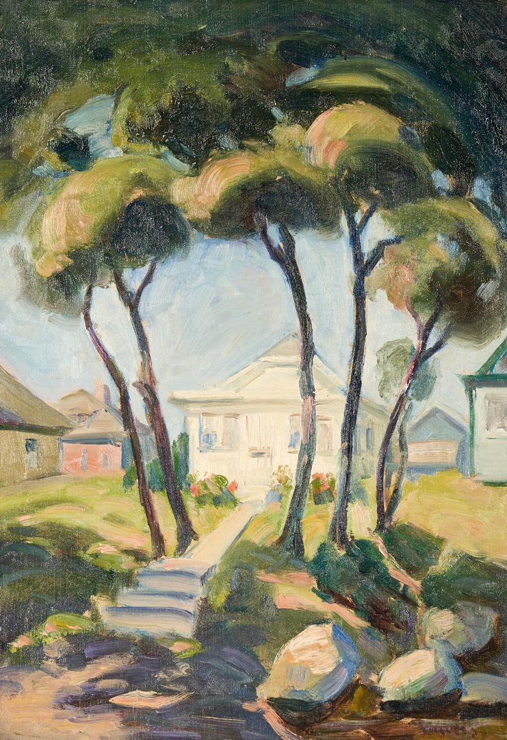 Lot 84: Francesco Spicuzza O/B Impressionist Painting of a White House