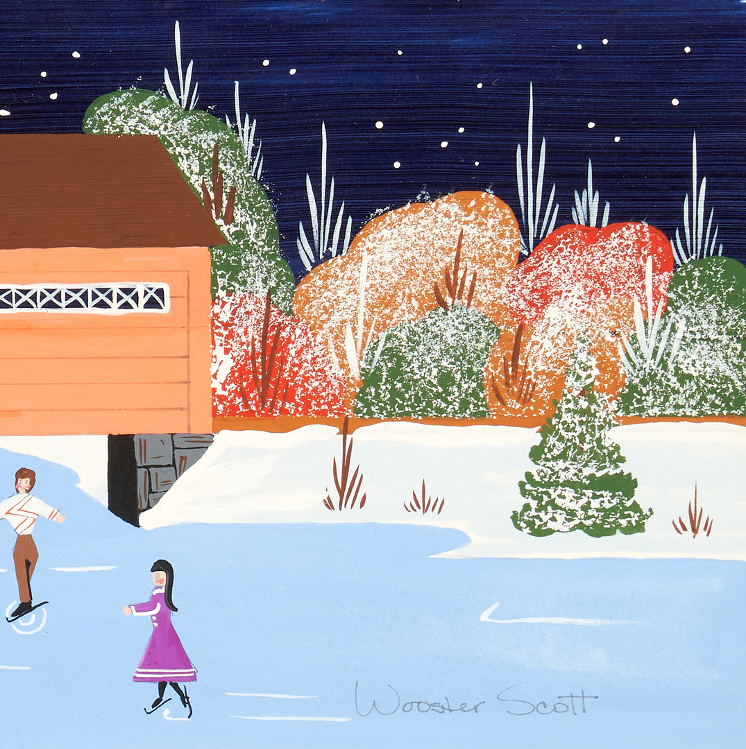 Lot 87: Jane Wooster Scott Gouache Painting, Winter Scene