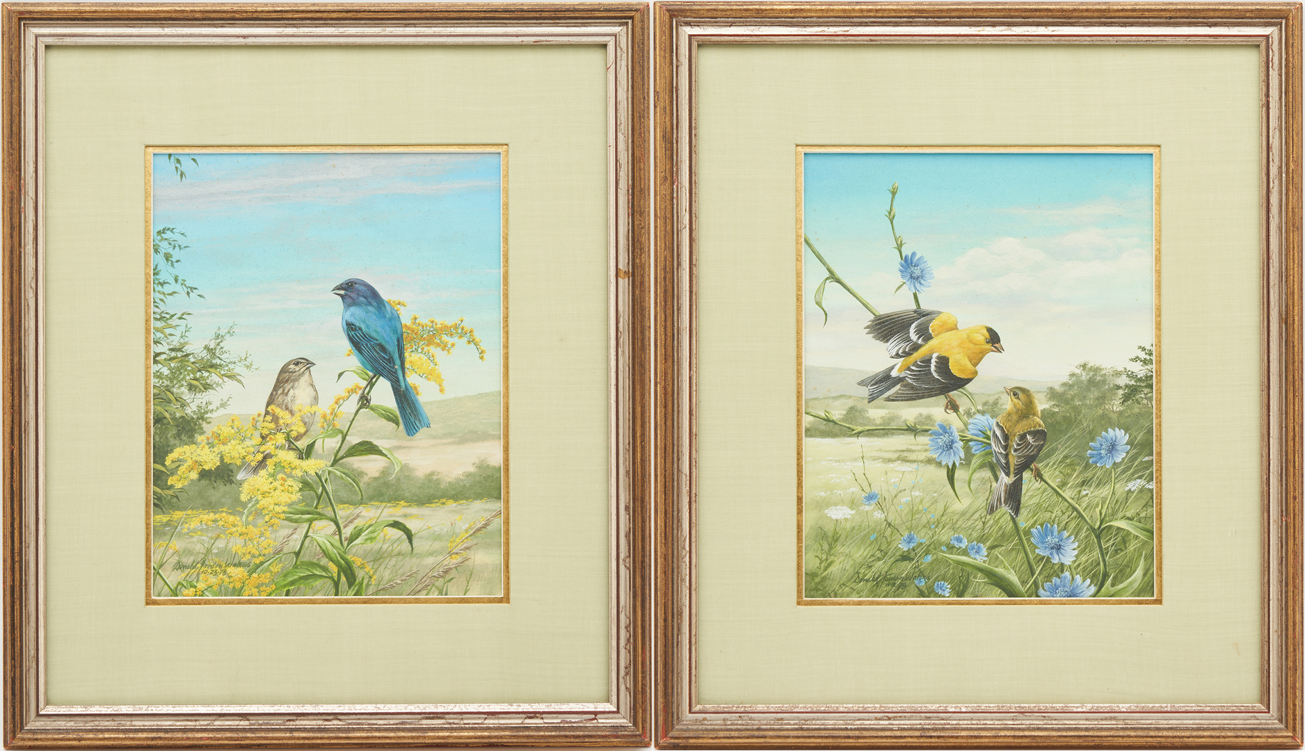 Lot 91: Pair of Donald Jordan Waters Mixed Media Bird Paintings (2)