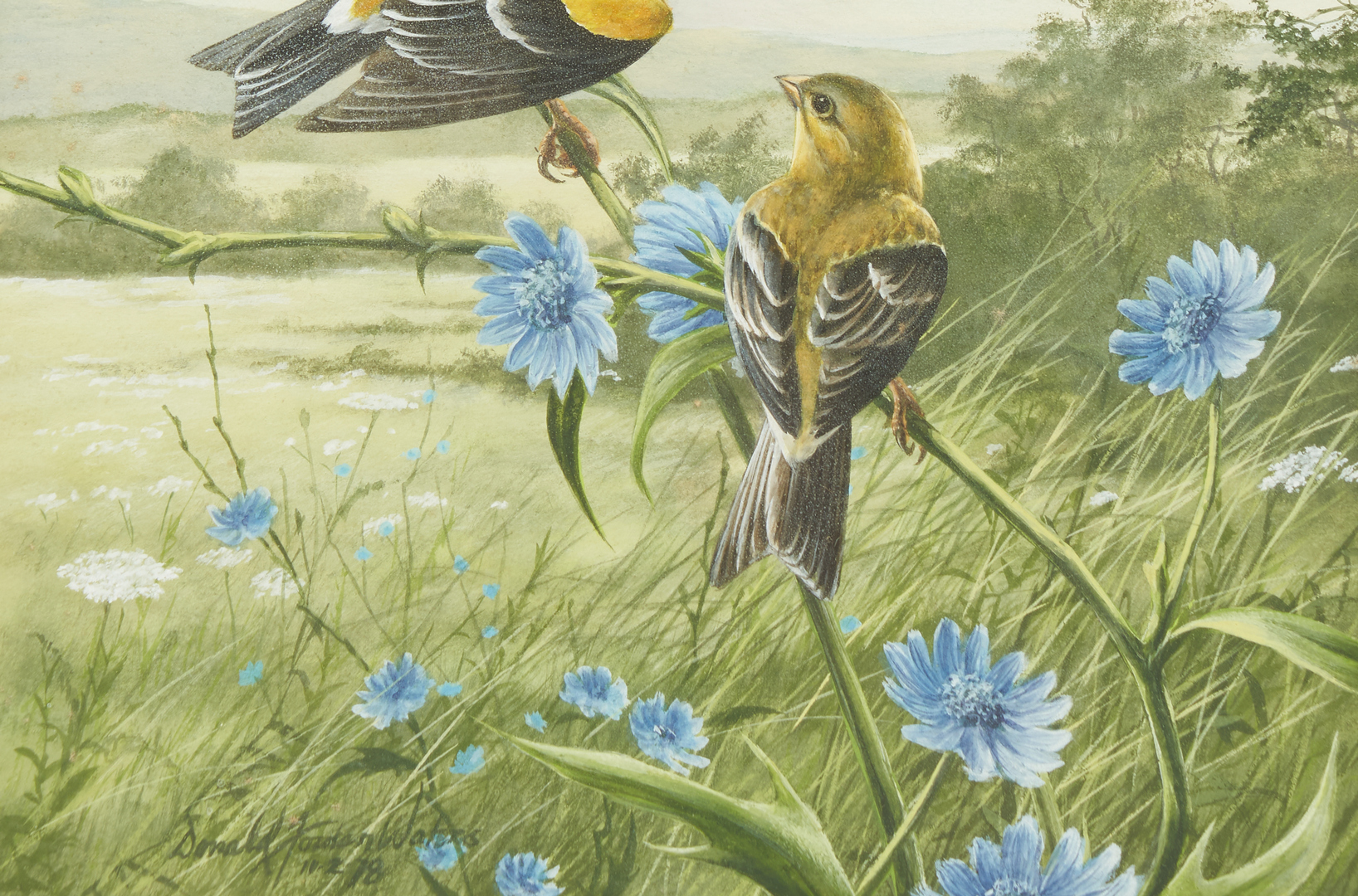 Lot 91: Pair of Donald Jordan Waters Mixed Media Bird Paintings (2)