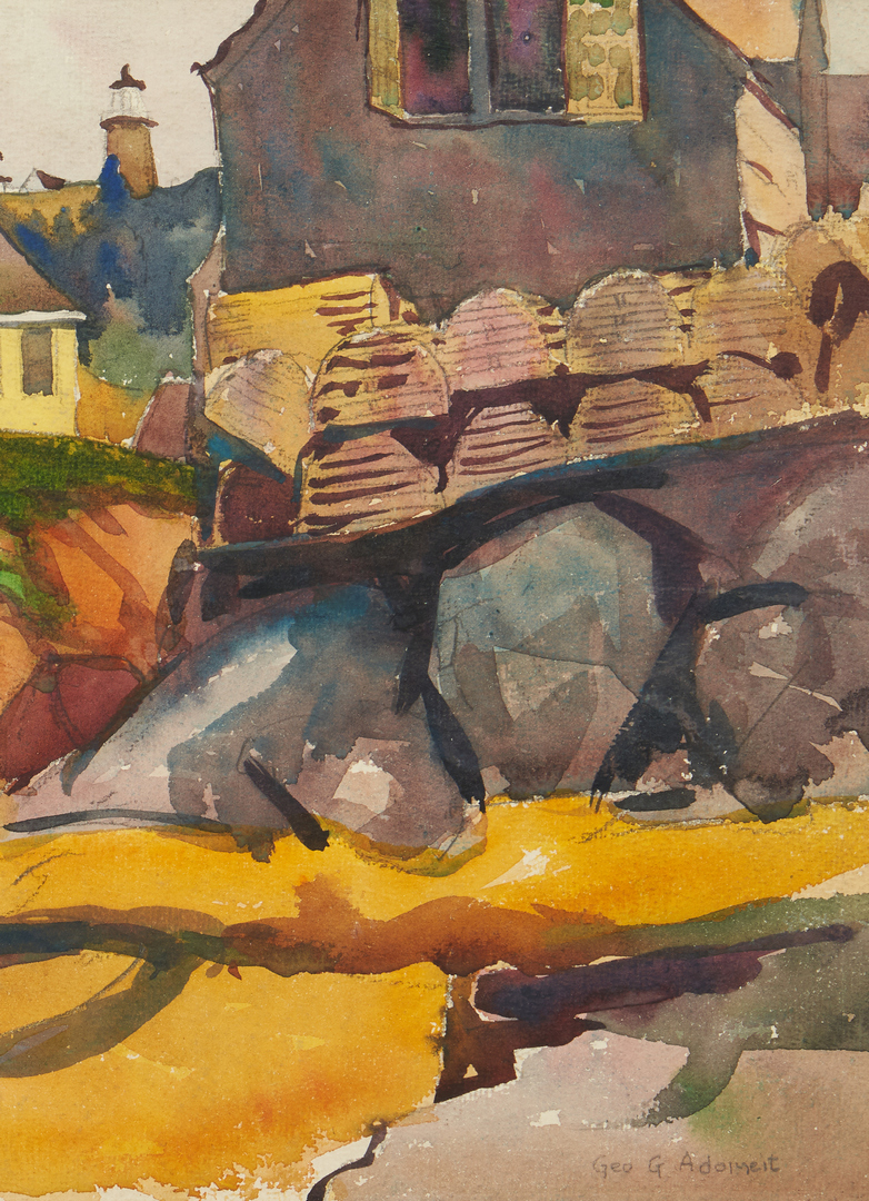 Lot 96: George Adomeit W/C, Beachside Village Painting