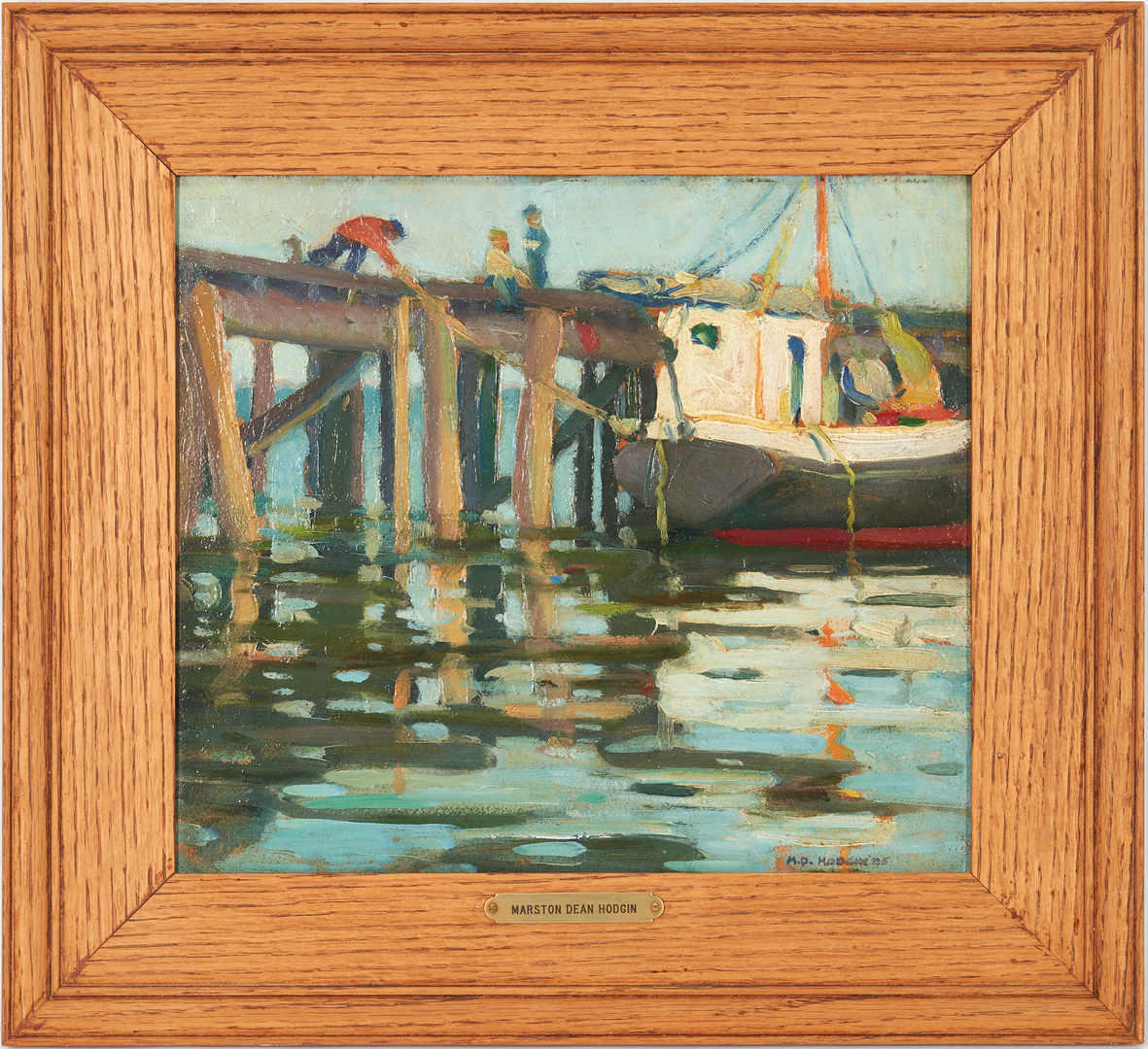 Lot 97: Marston Dean Hodgin O/B Painting, Wharf Scene