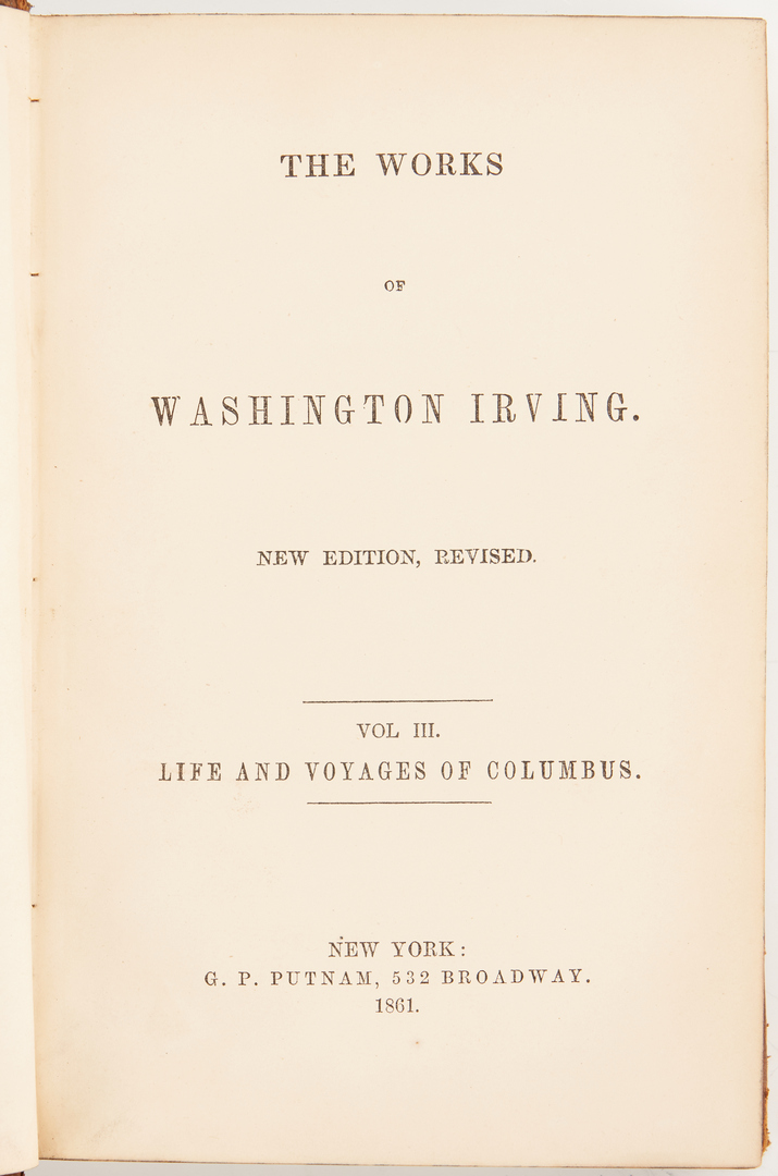 Lot 1003: Irving, Works & Life and Letters of Irving, 19 Vols., c. 1860-66