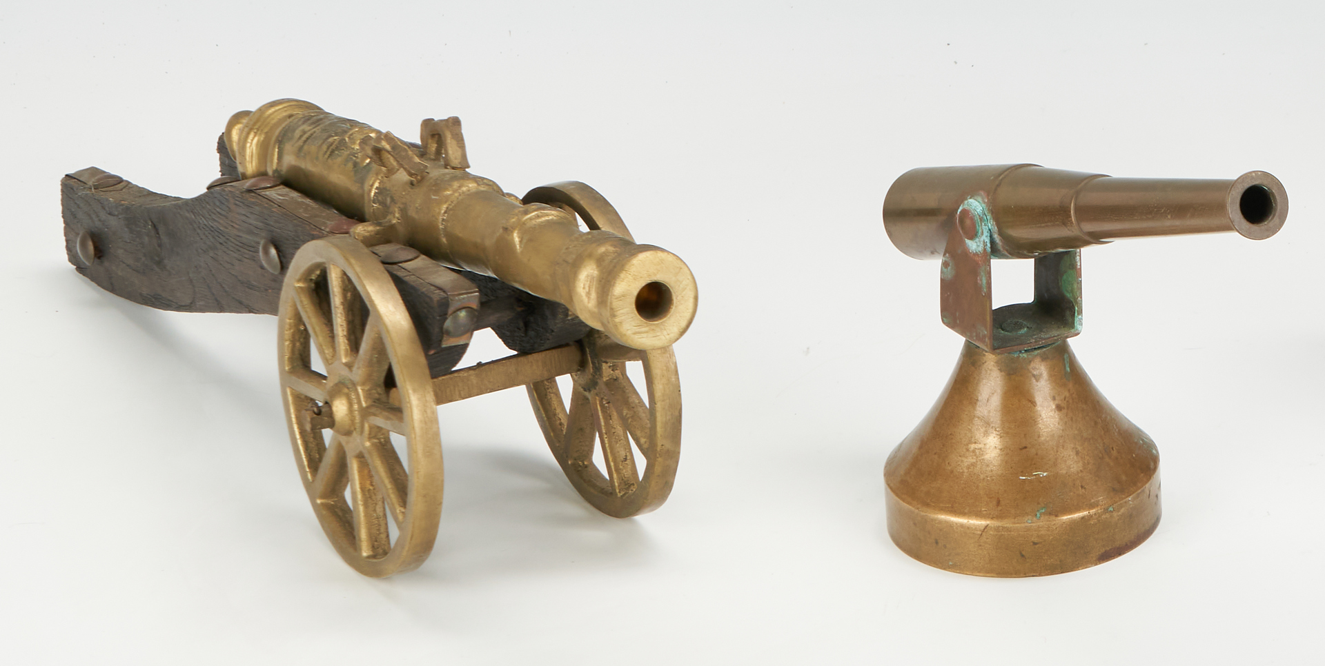 Lot 1014: Six (6) European Miniature Bronze & Brass Cannons