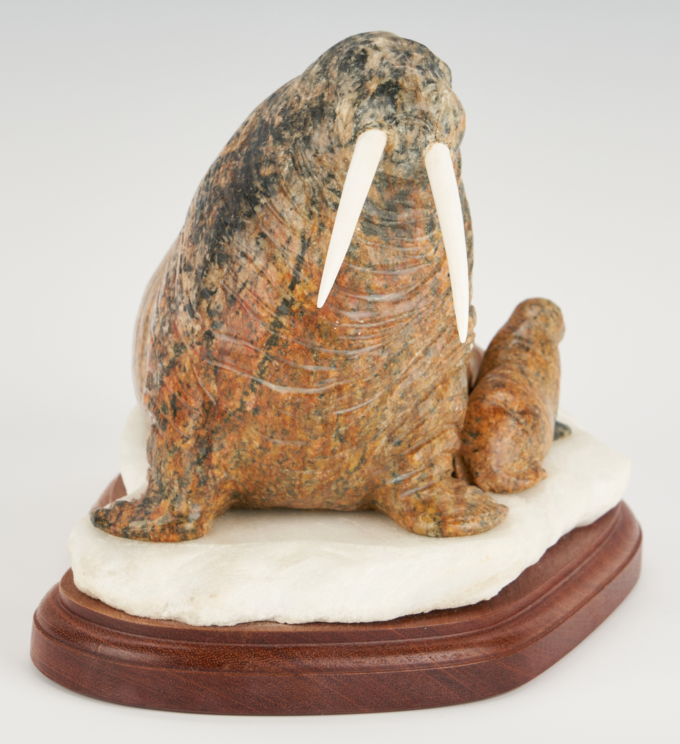 Lot 1015: 2 Inuit Carved Sculptures, Walrus and Swan