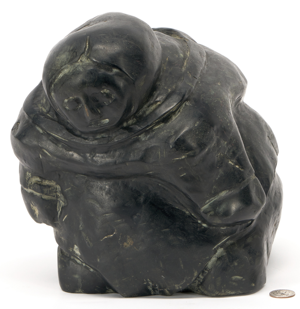 Lot 1017: Johnny Inukpuk Carved Stone Sculpture of an Inuit Woman