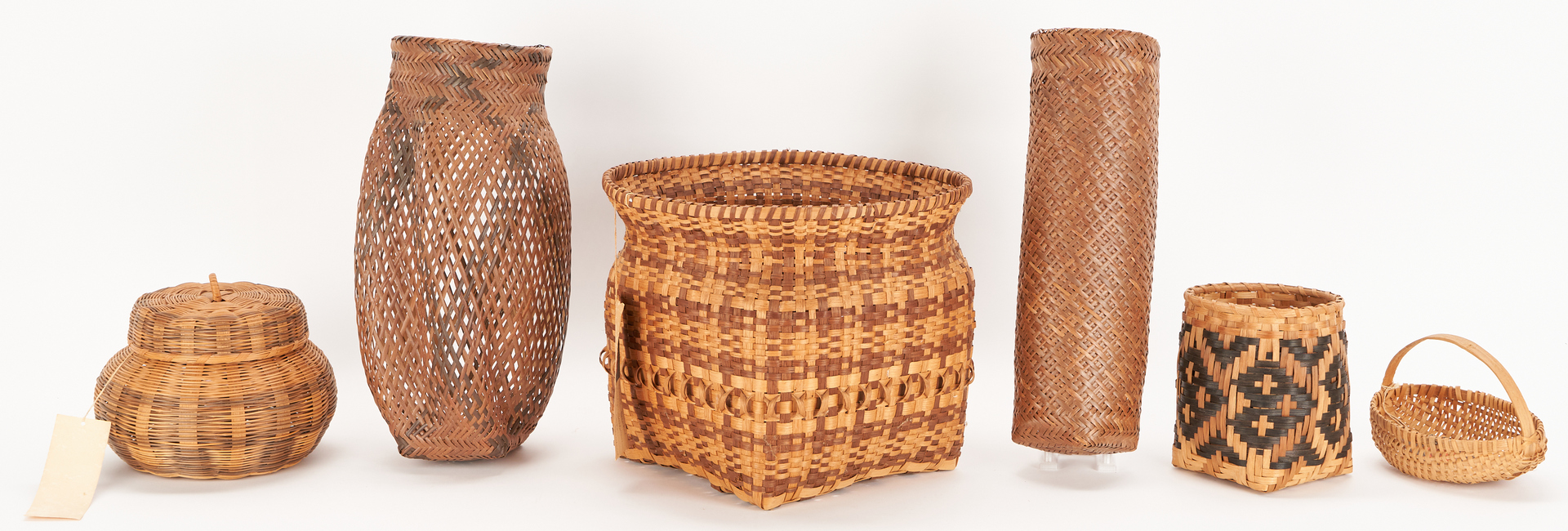 Lot 1019: Six (6) Native American Cherokee Baskets, incl. Rivercane