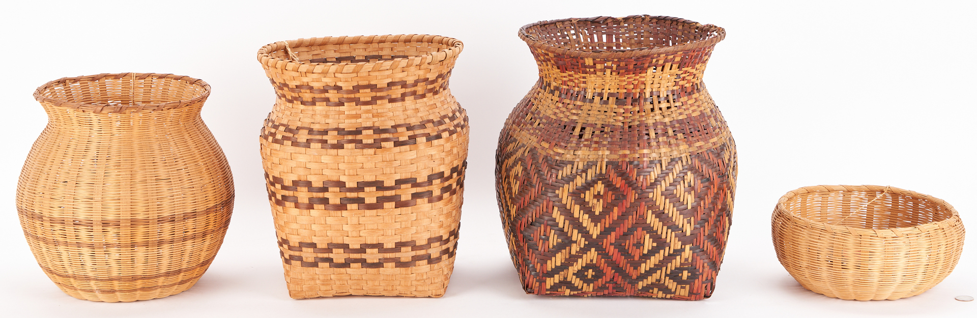Lot 1021: 4 Cherokee Baskets, incl. Lucy George & Qualla Book, Five (5) Items Total