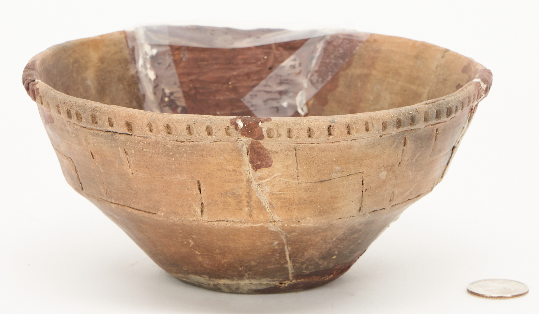 Lot 1023: Rare Yokena pottery bowl, Mississippi Native American