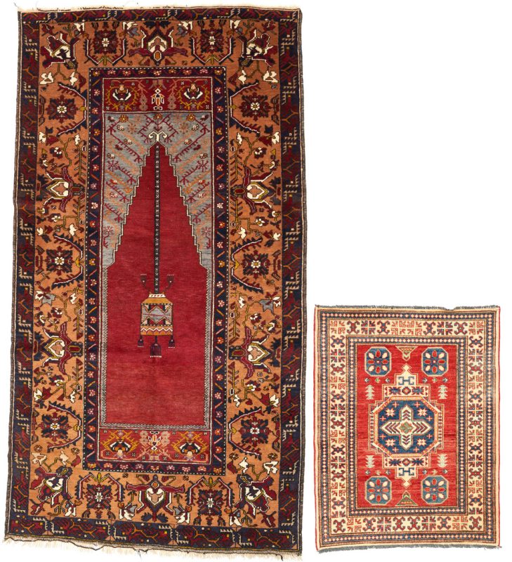 Lot 1028: Tukish Milas Rug & Caucasian Rug, 2 items