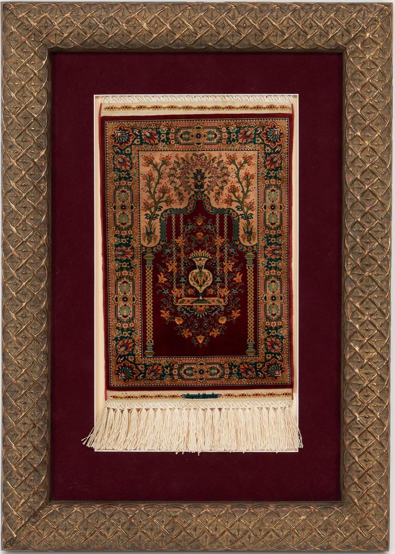 Lot 1032: Miniature Framed Ozipek Hereke rug, knots 22 x 22