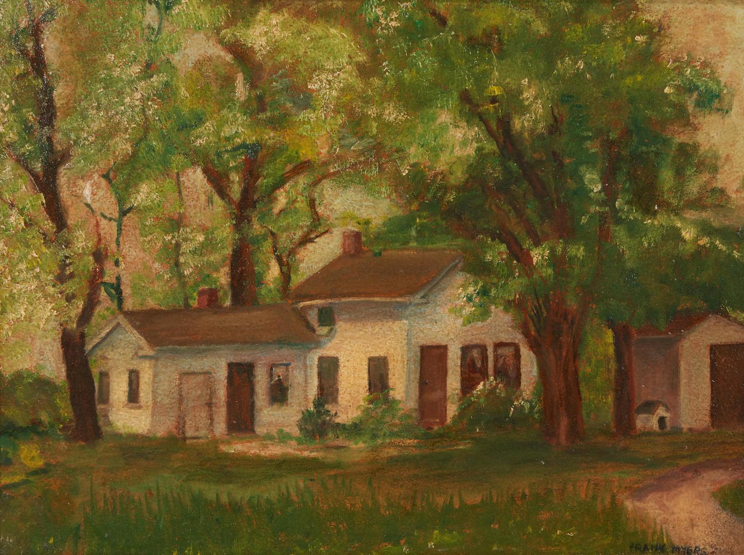 Lot 1042: Frank Harmon Myers O/C Landscape, House in Trees