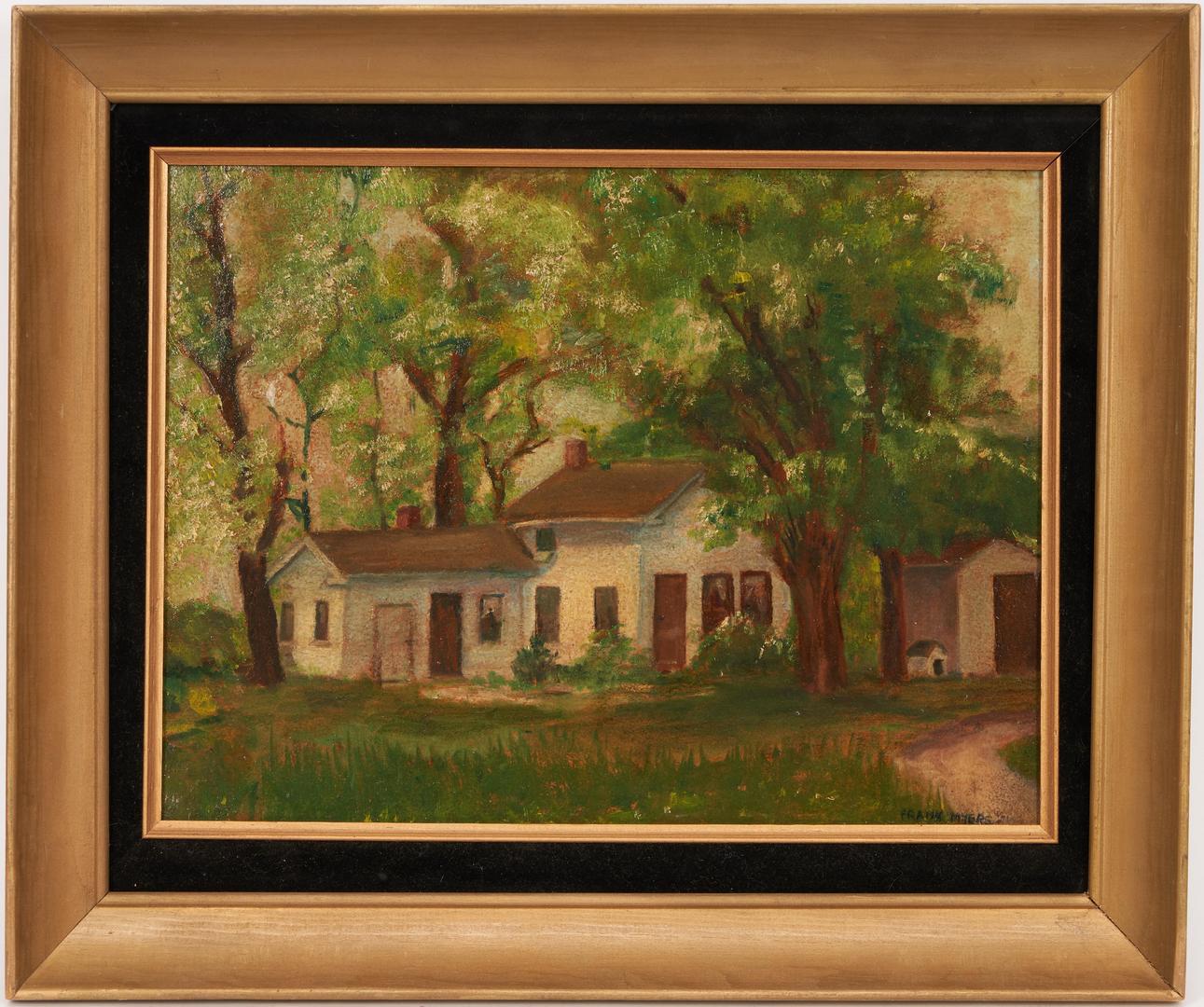 Lot 1042: Frank Harmon Myers O/C Landscape, House in Trees