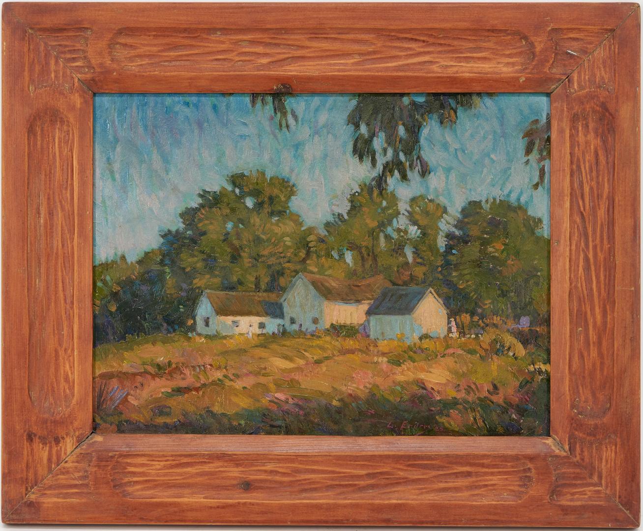 Lot 1043: Louis John Endres O/B Landscape Painting, A Farm