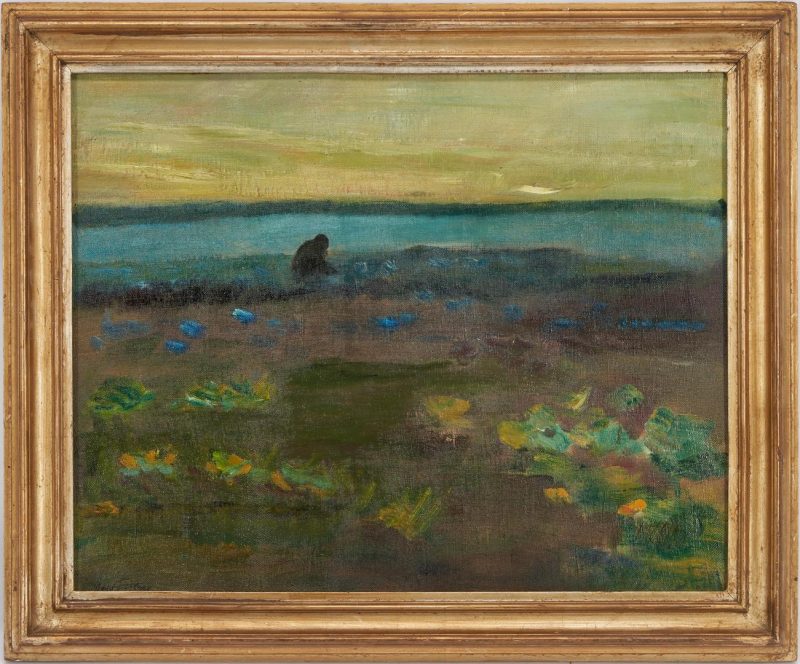 Lot 1044: Carl Fischer O/C Painting, Figure in a Landscape