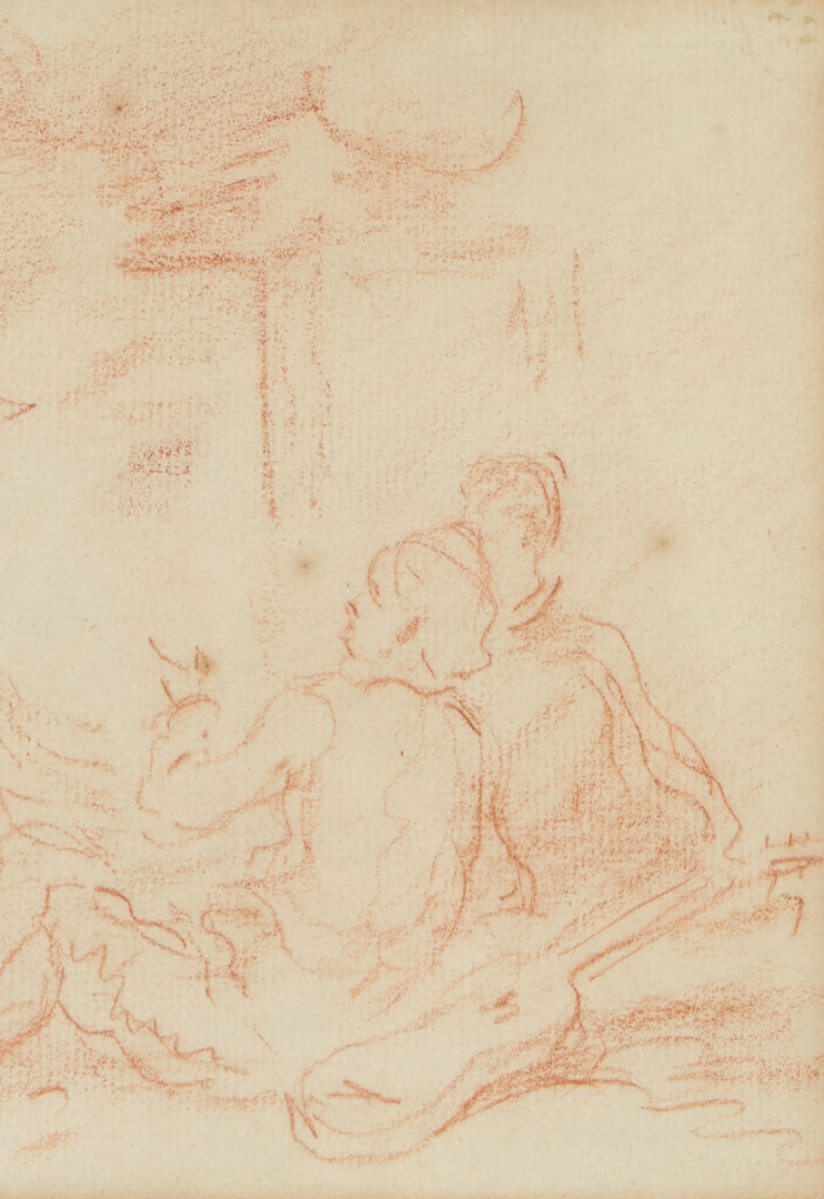 Lot 1048: French Sanguine Chalk Drawing, Manet Stamp