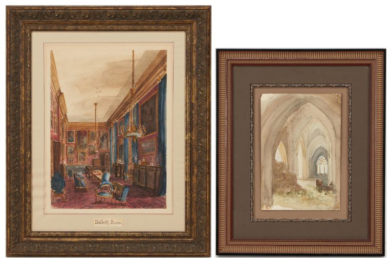 Lot 1050: 2 Watercolor Paintings, incl. Dalkeith House, Cathedral