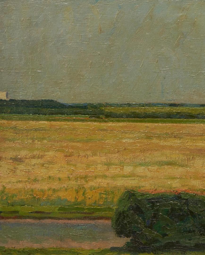 Lot 1056: Tage Kluwer Oil on Canvas Landscape, Flat Field