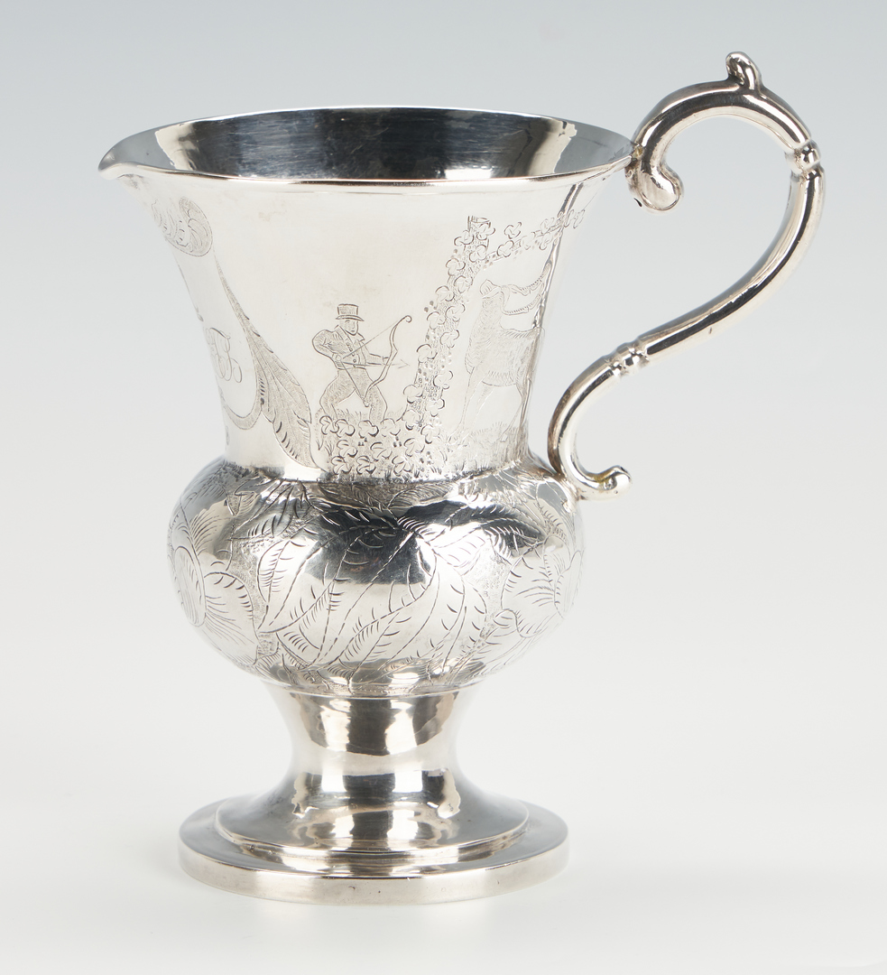 Lot 105: Coin Silver Creamer with Hunt Decoration, Gerardus Boyce