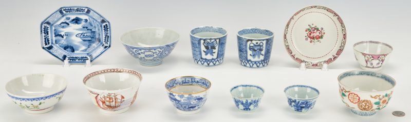 Lot 1069: Asian Porcelain Table Items, 14 Pcs. inc Export Ship Decoration