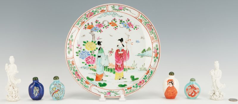 Lot 1082: Chinese Plate, Snuff Bottles and Blanc de Chine Guanyins