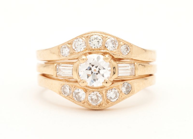Lot 1103: Diamond & Gold Engagement Ring with Jacket Ring
