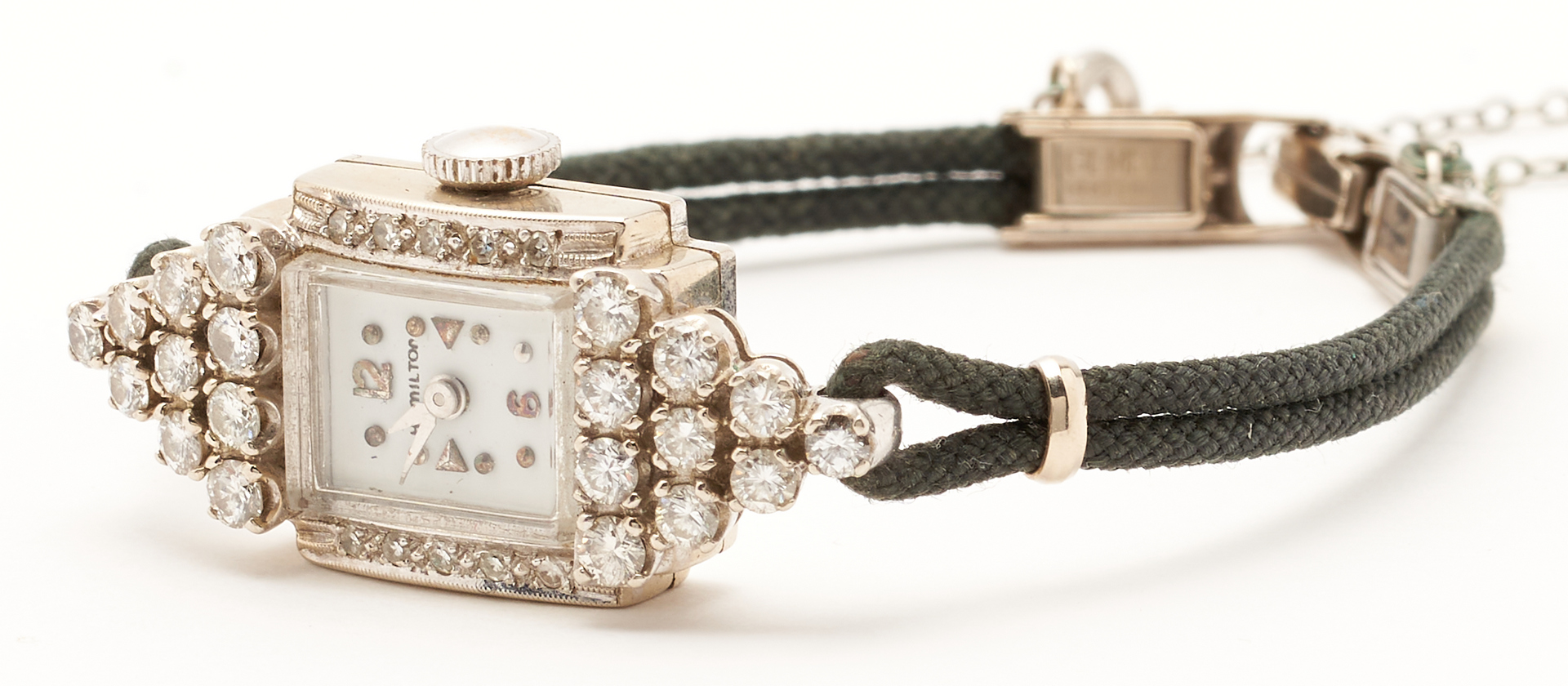 Lot 1115: 2 Ladies Diamond & Gold Wrist Watches, Bulova & Hamilton
