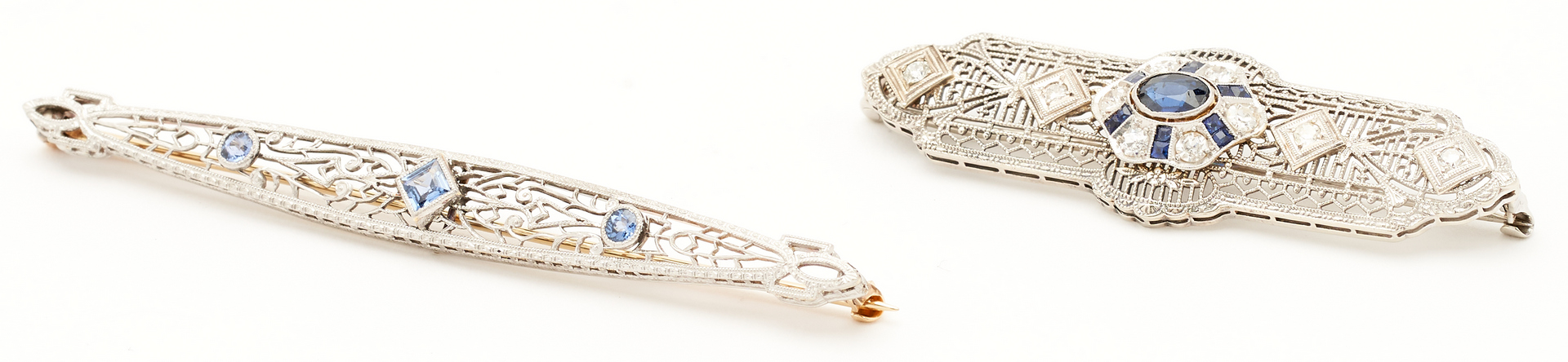 Lot 1116: 2 Art Deco Sapphire & Diamond Brooches