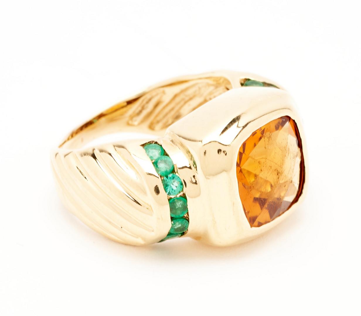 Lot 1118: 18K David Yurman Citrine & Emerald Ring