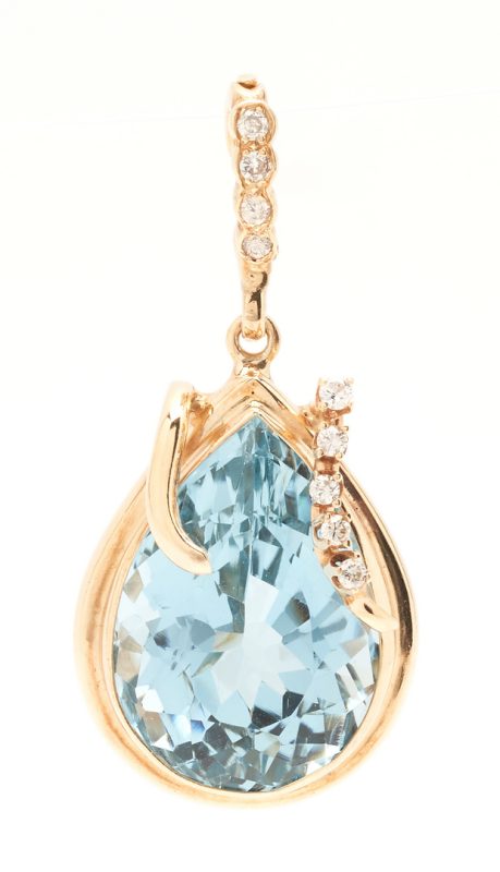 Lot 1125: Ladies Blue Topaz & Diamond Pendant