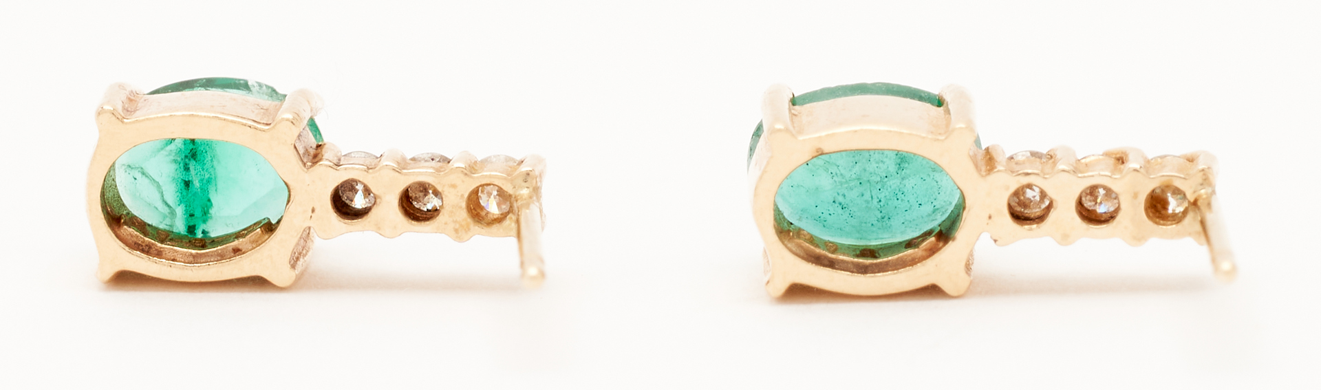 Lot 1135: Three (3) Pair Earrings, incl. Emerald, Ruby, & Jadeite
