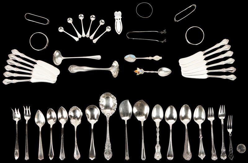 Lot 1140: 49 Assorted Sterling Flatware Items, incl. Napkin Rings