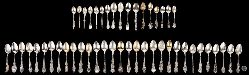Lot 1148: Collection of 48 Souvenir Spoons, most Sterling