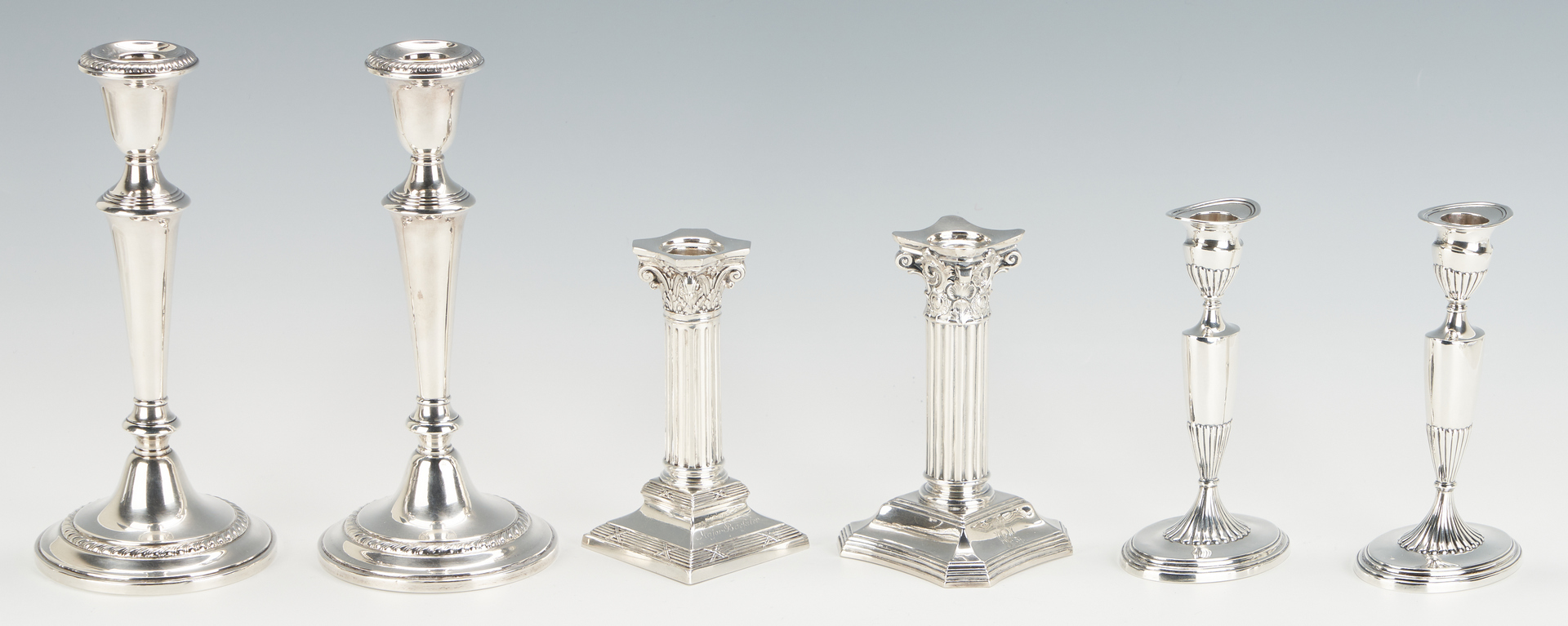 Lot 1153: 6 Silver Candlesticks plus 16 pcs. Continental Silver, Total 22 Items