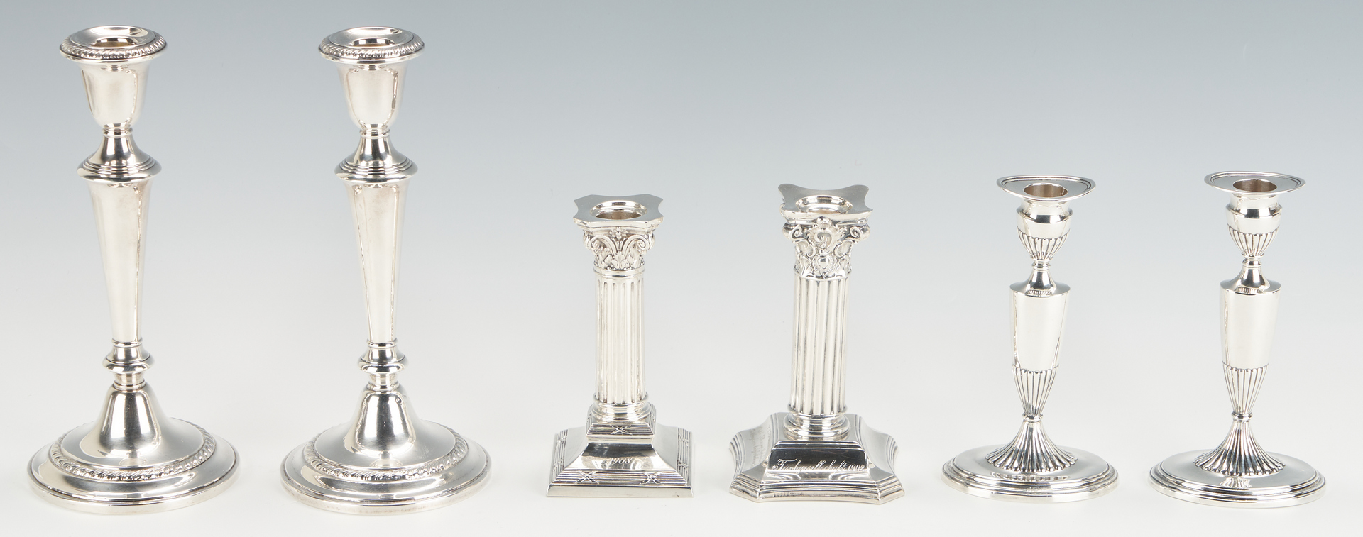 Lot 1153: 6 Silver Candlesticks plus 16 pcs. Continental Silver, Total 22 Items