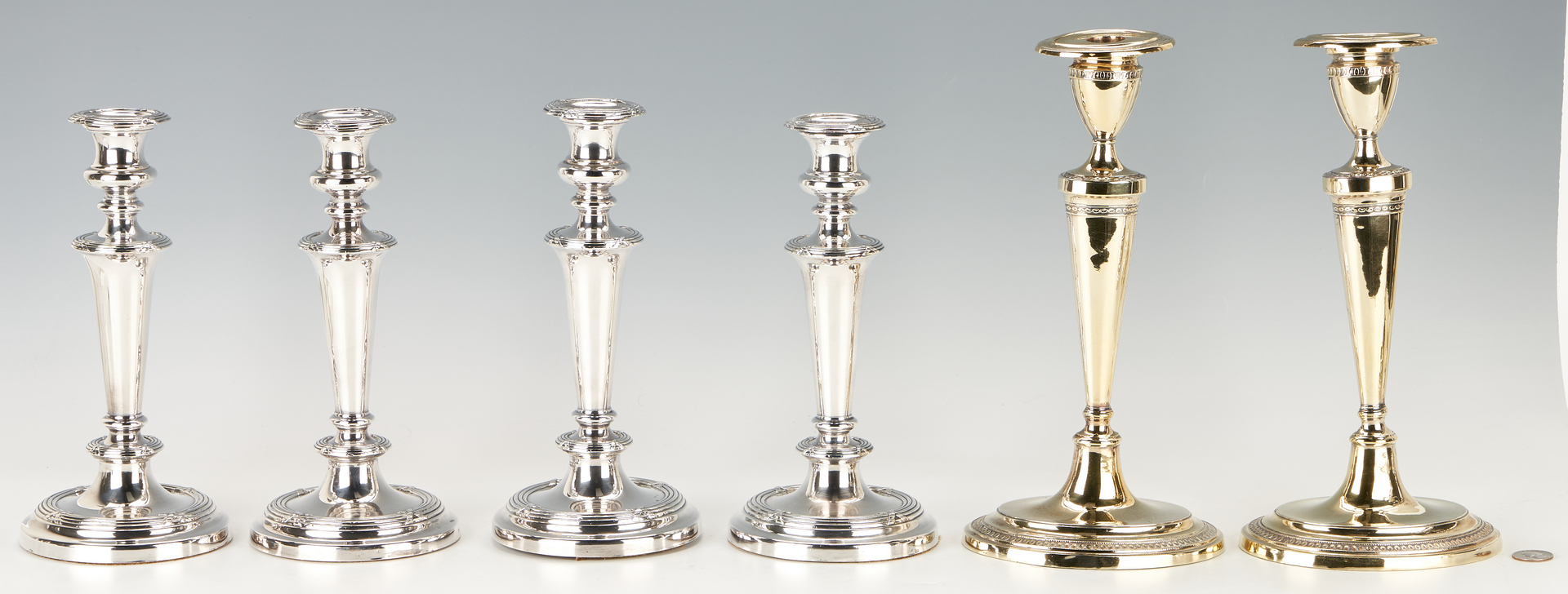 Lot 1169: Group of Candelabra & Candlesticks, 8 Items, incl. Old Sheffield