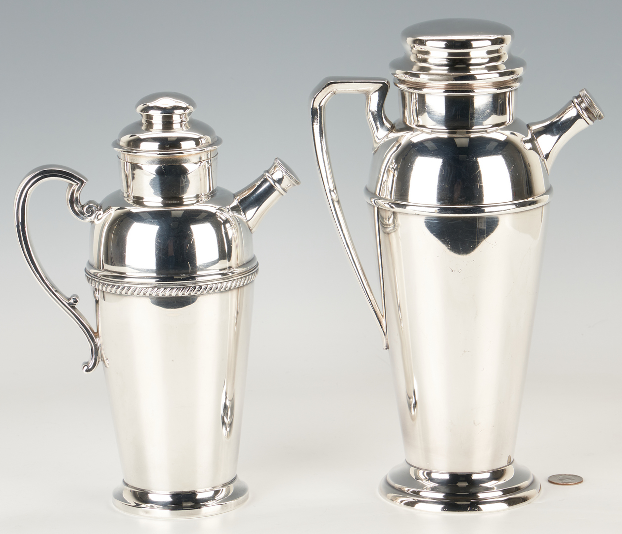 Lot 1170: 2 Silverplate Cocktail Shakers, incl. Art Deco