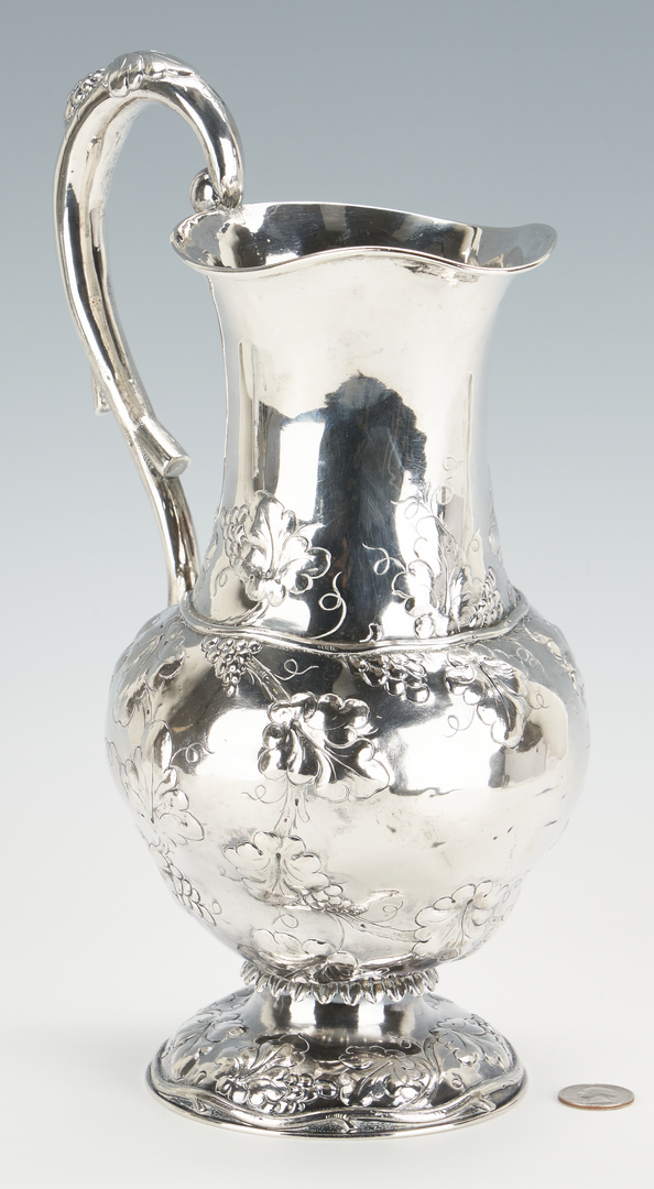 Lot 117: Anthony Rasch Coin Silver Water Pitcher attr. Louisiana
