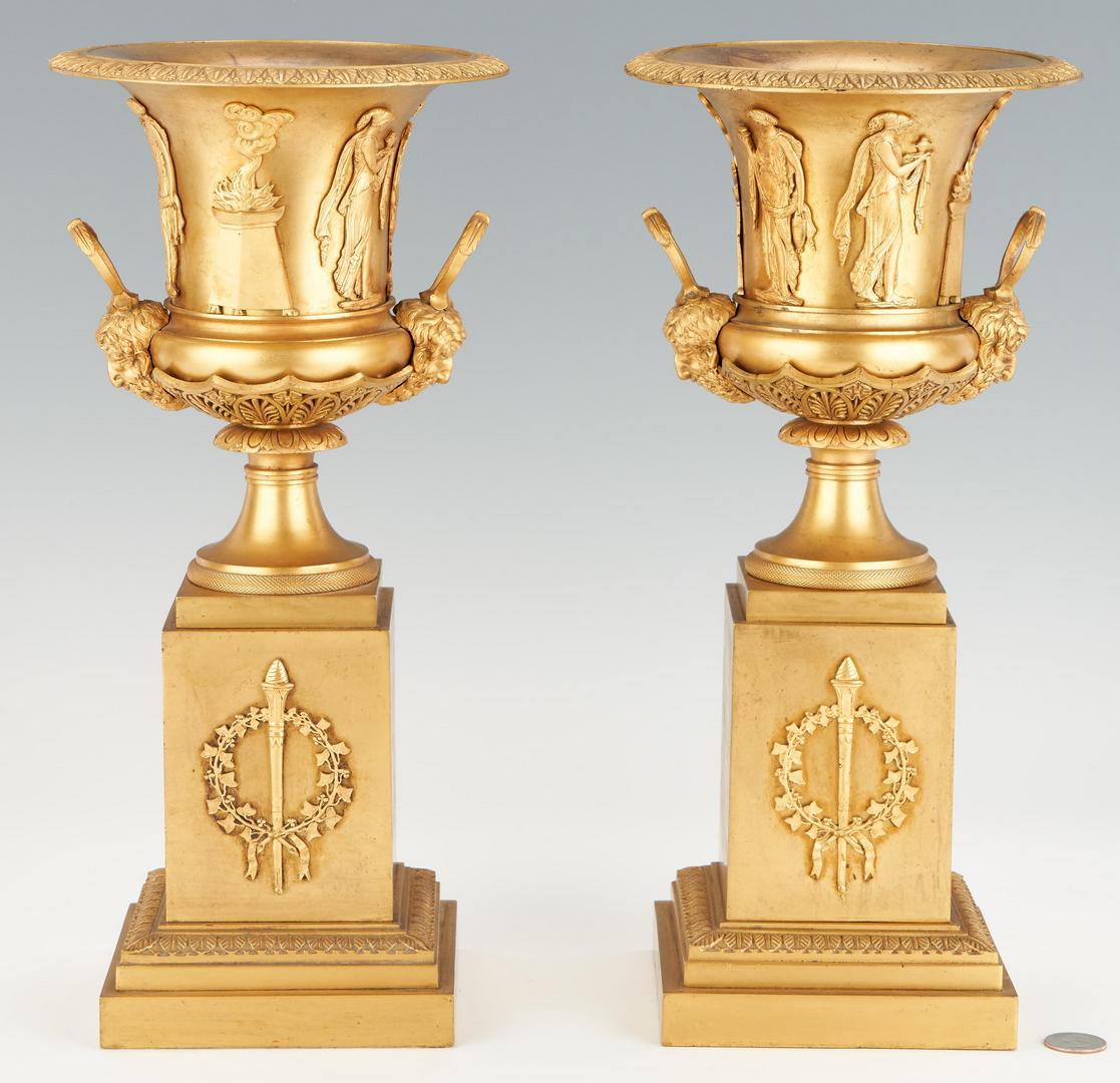 Lot 126: Pair Neoclassical or Empire Style Gilt Bronze Urns