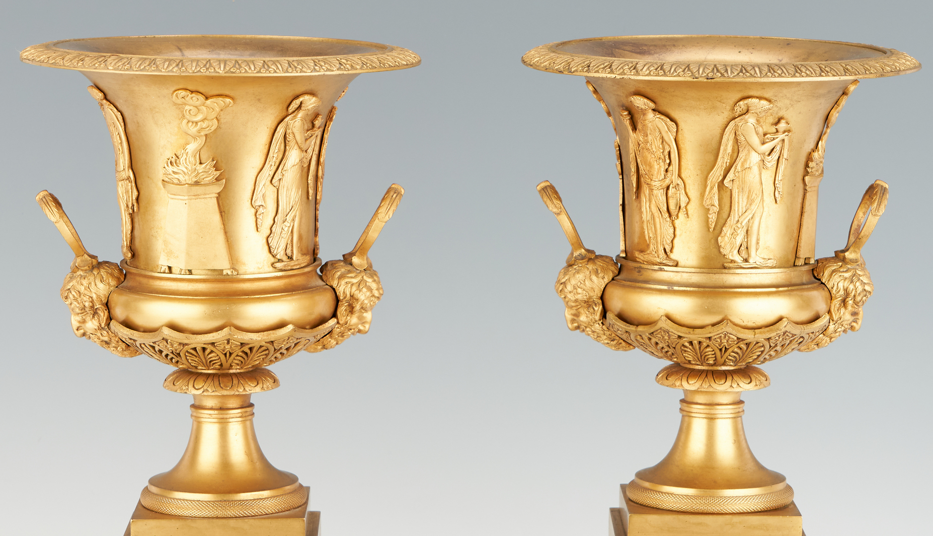 Lot 126: Pair Neoclassical or Empire Style Gilt Bronze Urns