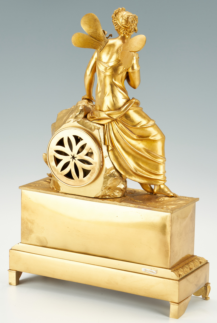Lot 129: French 19th c. Gilt Bronze Mantle Clock with Winged Figure